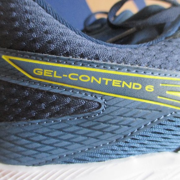 Asics Gel Contend 6 Men's 11.5 Running Shoes Blue Grand Shark Vibrant Yellow - Picture 14 of 14